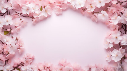 Fototapeta na wymiar Cherry Blossom Frame Use As Background