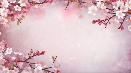 Fototapeta premium Fantastic Cherry Blossom Frame Use As Background