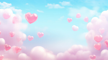 Illustration of a Valentines Day Card Pastel Clouds