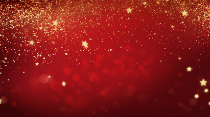Elegant Red Festive Background with Golden Glitter - obrazy, fototapety, plakaty