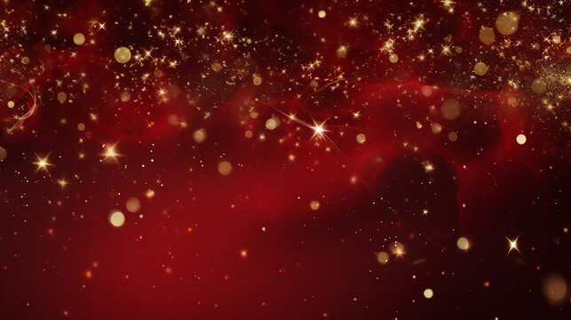 Abstract Elegant Red Festive Background with Golden Glitter