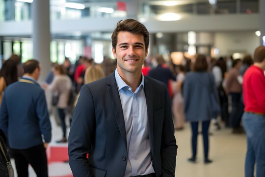 portrait of a male recruiter at a career fair