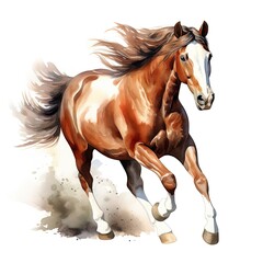 Obraz na płótnie Canvas Horse running in watercolor design.