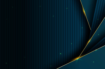Abstract. Geometric shape overlab dark navy and gold modern background. light and shadow .Vector.