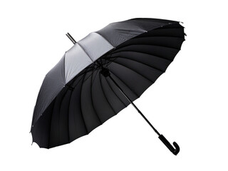 Open black umbrella isolated on transparent background