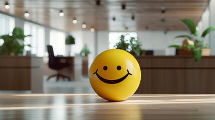A Yellow Smiling Ball Can Promote a Positive Work Environment.