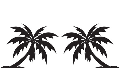 Cartoon pattern, Silhouette of 2 palm หรือ coconut trees. White background. vector Illustration
