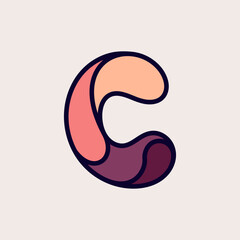 C letter colorful logo. Flat style design. Creative typographic elements for posters, t-shirts and cards.