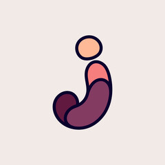 J letter colorful logo. Flat style design. Creative typographic elements for posters, t-shirts and cards.