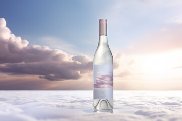 Mockup of luxury wine bottle on a natural style background