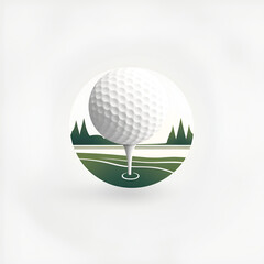 Golf Ball Golf Course Vector Style Logo White Background 