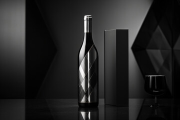 Mockup of luxury wine bottle on a natural style background