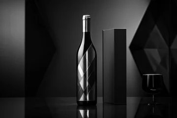 Foto op Canvas Mockup of luxury wine bottle on a natural style background © toonsteb