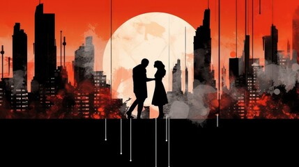 couple in love in the city