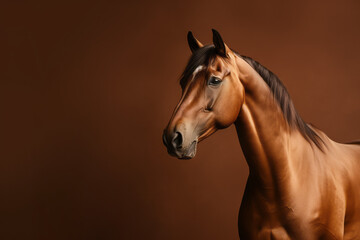 Horse on brown and gold background, minimalistic