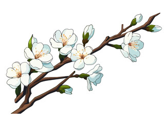 Doodle Almond blossom sprout, cartoon sticker, sketch, vector, Illustration, minimalistic