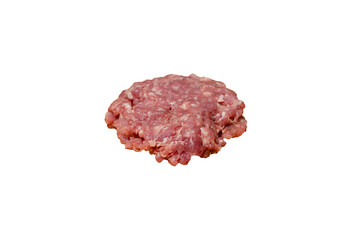 Raw fresh minced pork on transparent background. side view