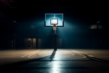 Basketball court at night - obrazy, fototapety, plakaty