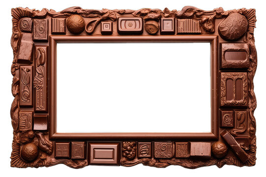 Chocolate bar frame isolated on transparent background. Frame made of chocolate bar. 