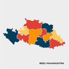 Beed district map vector illustration. Beed Maharashtra