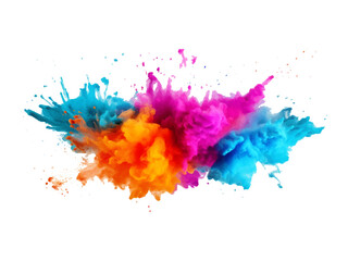 Fototapeta na wymiar colorful vibrant rainbow Holi paint color powder explosion with bright colors isolated white background.