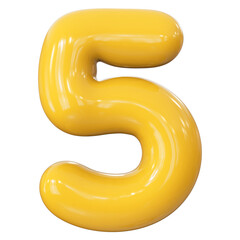 Yellow Number 5 Bubble