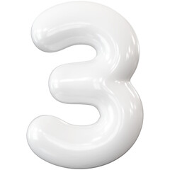 White Number 3 Bubble