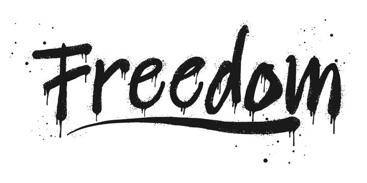 Spray painted graffiti freedom word. Drops of sprayed freedom words. isolated on white background. vector illustration