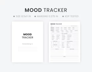 Foto op Canvas Mood Tracker Journal Page. Black and White Color Printable Minimalist Mood Board Template Design © graphicmarts