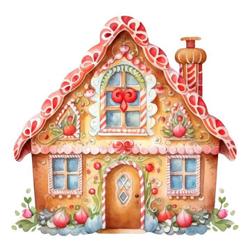 recommend clip art: watercolor christmas Gingerbread house clipart