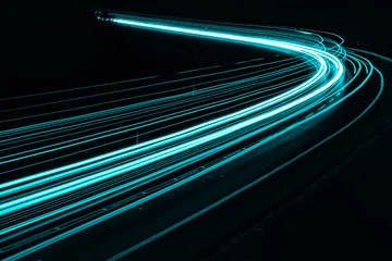 Papier Peint photo autocollant Autoroute dans la nuit blue car lights at night. long exposure