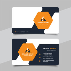 Yellow modern creative business card and name card horizontal simple clean template vector design