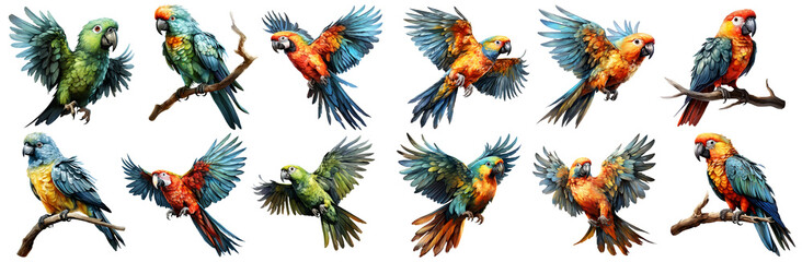 parrot watercolor illustration, generative AI