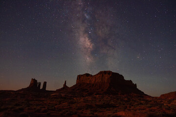 Monument valley clear night sky with milky way