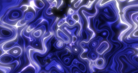 Abstract blue waves of iridescent energy liquid and magical bright glowing lines, background