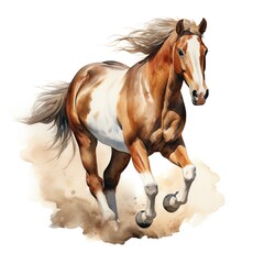 Horse running in watercolor design.