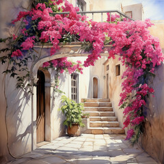 Bougainvillea Flower Pink Purple Climbing Door Frame 