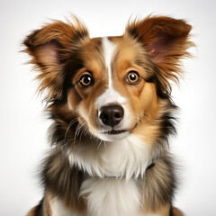 Beautiful happy and healthy dog isolated background. dog studio portrait, front view
