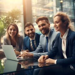 Group of business people. Business people sharing their ideas, realistic, 32k resolution, best quality