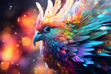 iridescent colourful tropical bird