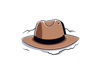 Doodle Hat in a hole, cartoon sticker, sketch, vector, Illustration, minimalistic