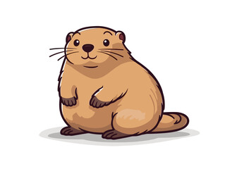 Doodle Groundhog with shadow, cartoon sticker, sketch, vector, Illustration, minimalistic