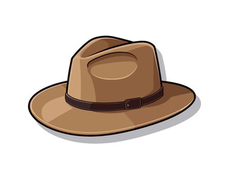 Doodle Hat with shadow, cartoon sticker, sketch, vector, Illustration, minimalistic