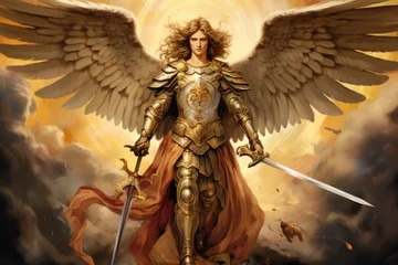 Deurstickers biblical representation of the Archangel Michael © Kien