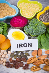 Healthy ingredients containing iron, vitamins and minerals. Best food in fight against anemia
