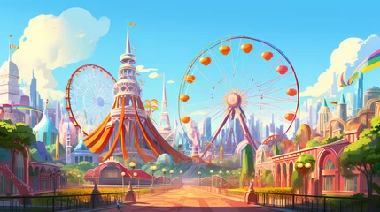 Foto op Plexiglas city designed like a massive amusement park © Sticker Me