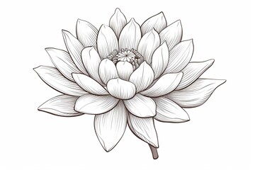 Sketch of a Water Lily flower engraved in a transparent background. Generative AI - obrazy, fototapety, plakaty