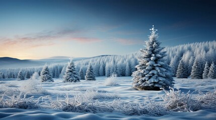 Fototapeta na wymiar Christmas New Year festive beautiful winter snow-covered trees Christmas trees, background