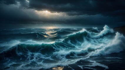 storm over the sea - obrazy, fototapety, plakaty