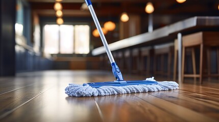The microfiber mop head efficiently captures dirt and grime